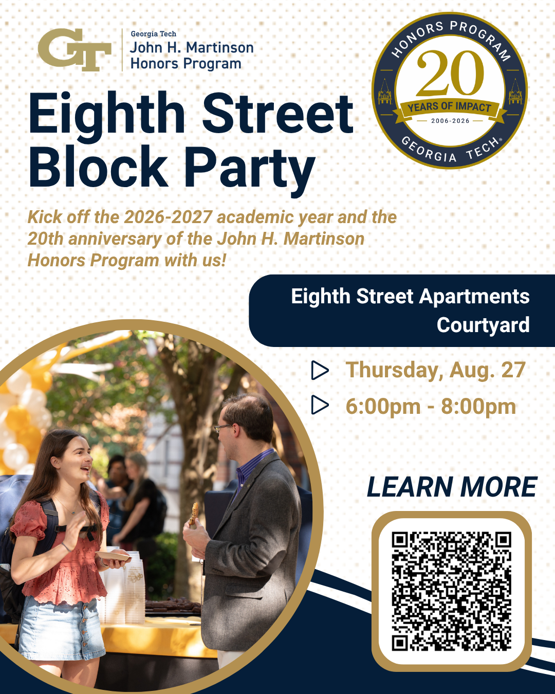 Flyer for the JMHP Eighth Street Block Party on August 27, 2026 