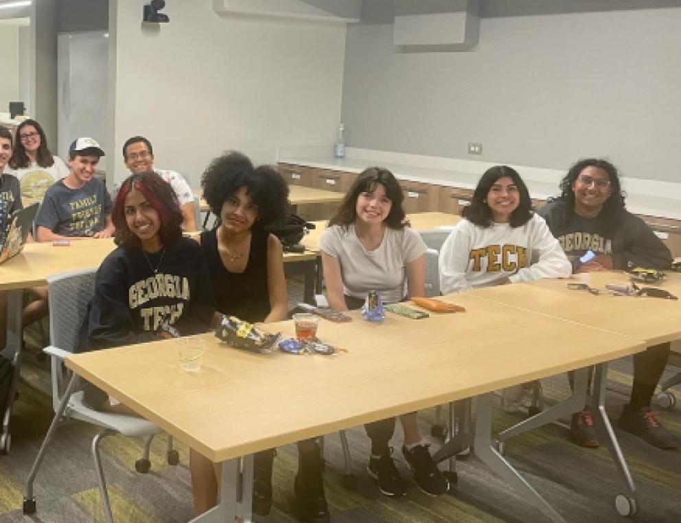 Students sitting in a classroom